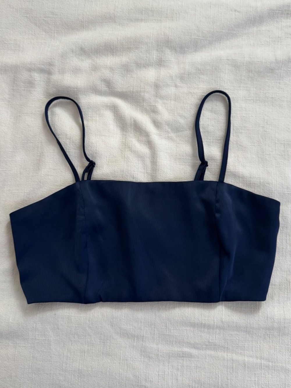 House of Harlow 1960 Satin Cami Crop Top - Navy Blue, Size XS